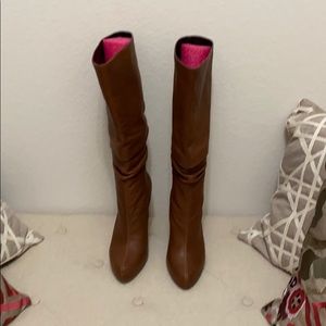 Long leather scrunched boots.